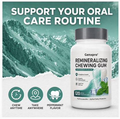 GENXPRO Sugar Free Remineralizing Gum Mint 120 Pieces - Gluten Free Chewing Gum - NEW!