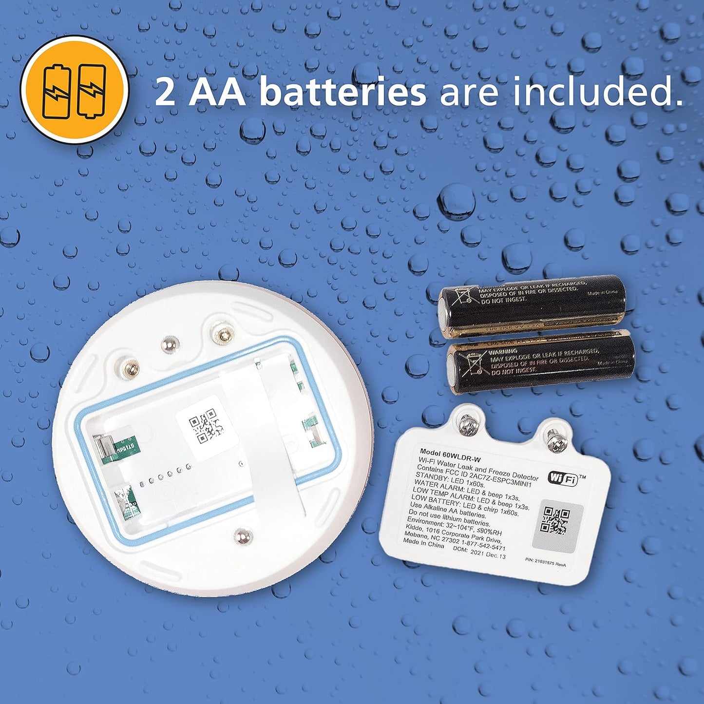 KIDDE Smart Detection Water Leak + Freeze Detector 60WLDR-W, WiFi App, New!