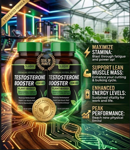 Sladak Naturals Testosterone Performance Booster, Plant-Based 60 Capsules - NEW!