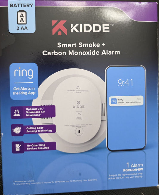 Kidde RGCUDR-RW Smart Smoke & Carbon Monoxide Alarm - w/ Ring App - New!