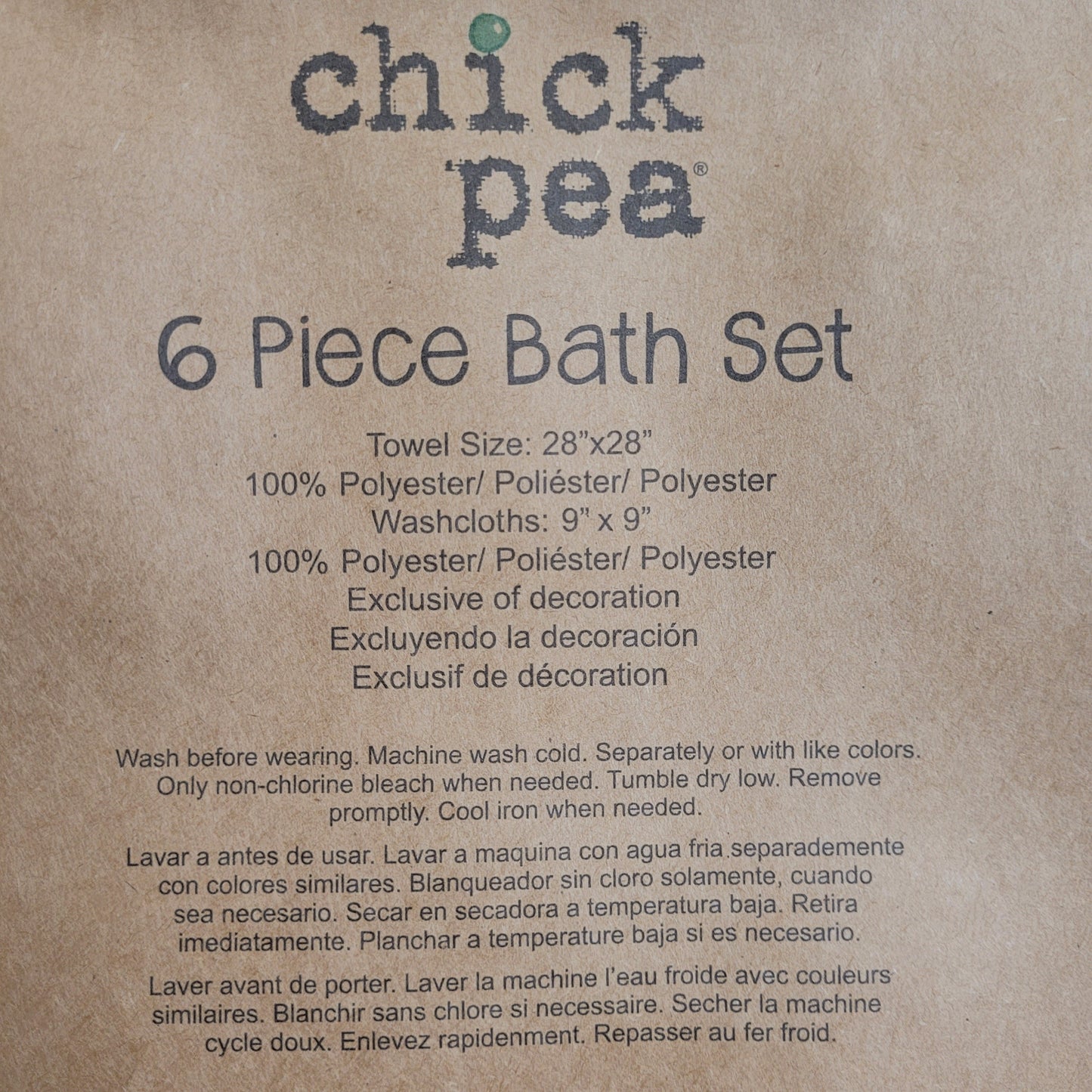 Cutie Pie Baby - Chick Pea 6 piece Bath Set