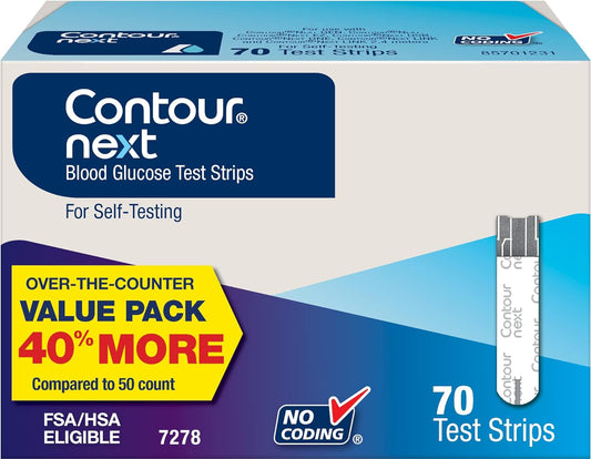 Contour Next Blood Glucose Test Strips for Diabetes, 70 Count, Exp. 6/30/26