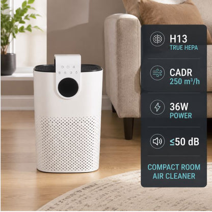 PUREVOLVE True HEPA H13 Air Purifier Compact Quiet Room Cleaner White 36W - NEW!