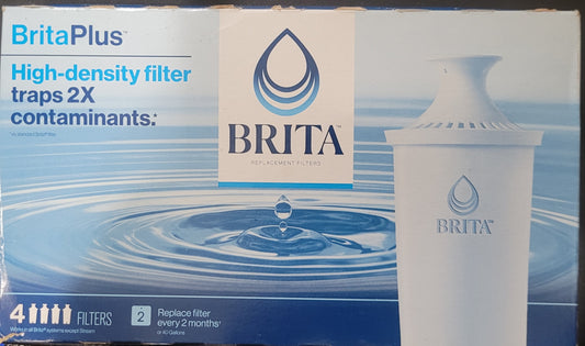 Brita Plus Replacement Water Filter 4 Pack, BPA-Free for Pitchers, OB08, New!