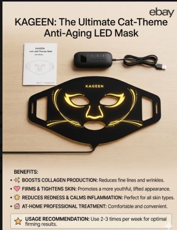 Wireless Red Light Therapy Mask for Face & Neck, 416 LEDs, 4 Modes, Cordless - NEW!