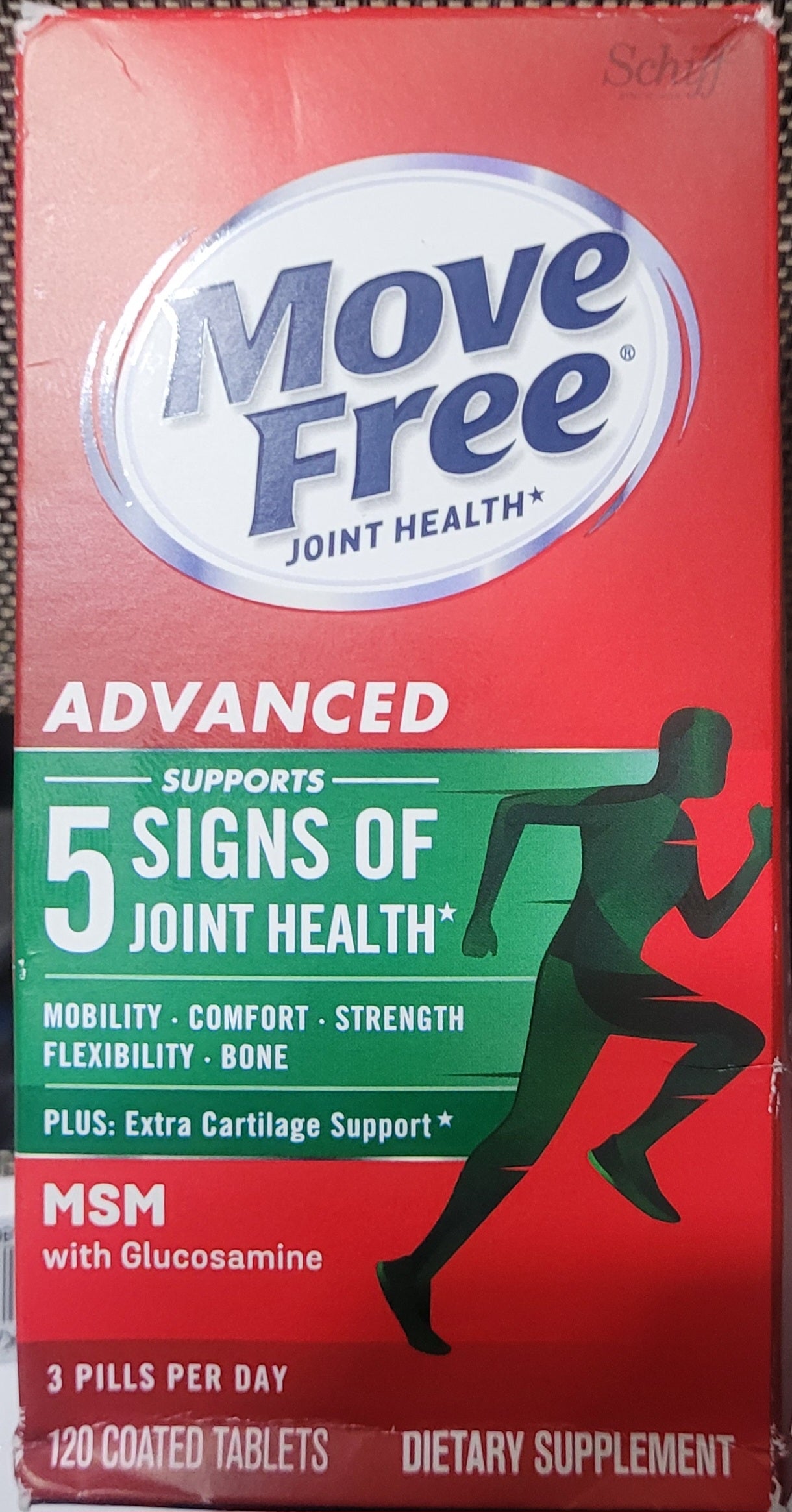Move Free Advanced Plus MSM Joint Health with Glucosamine, 120 Count, Exp. 3/28