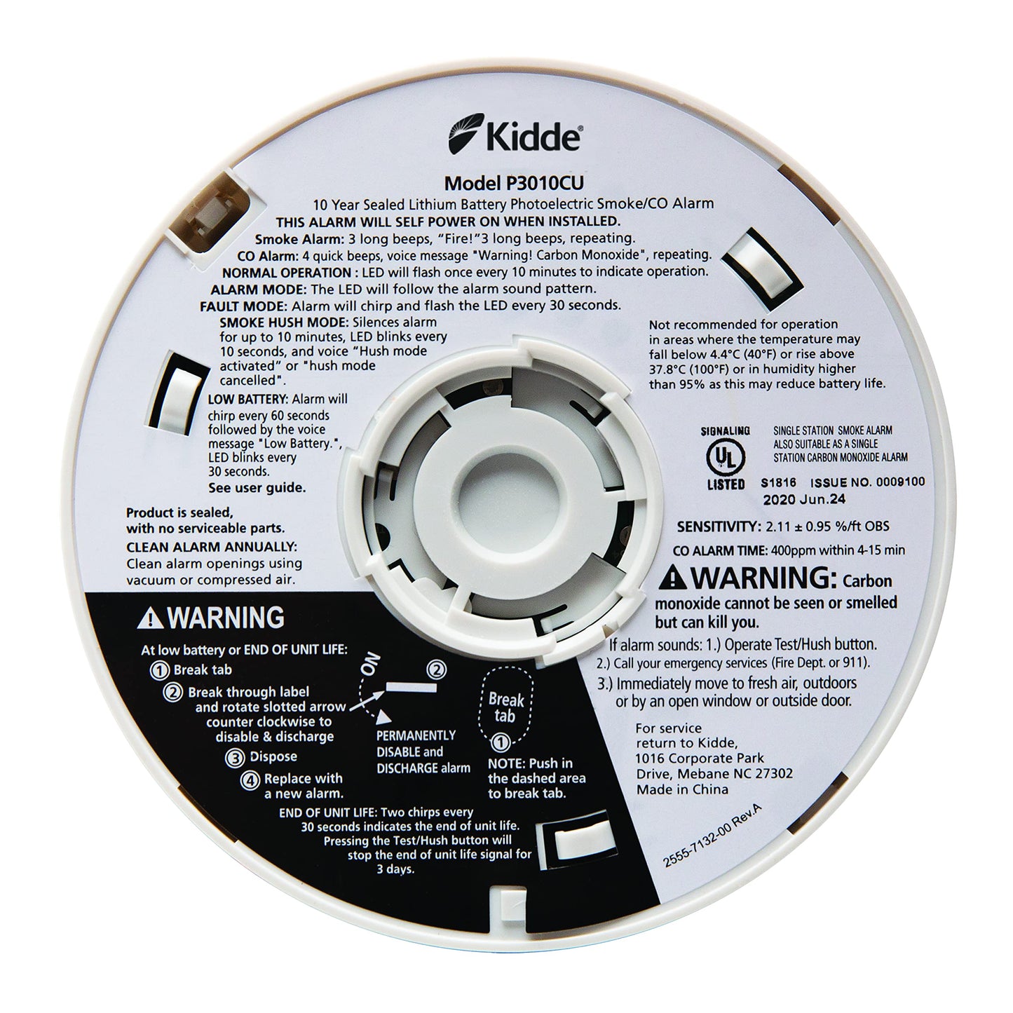 Kidde P3010CU Smoke & Carbon Monoxide Detector 10-Year Battery & Voice - New!