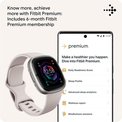 Fitbit Sense 2 Smartwatch - Lunar White Infinity Band, Heart Rate Monitor, Unisex