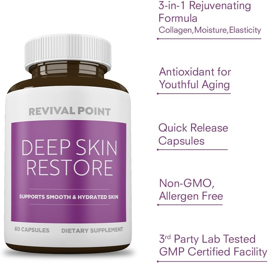 Revival Point Deep Skin Restore, Hyaluronic Acid Complex, 60 Caps. Exp. 12/27