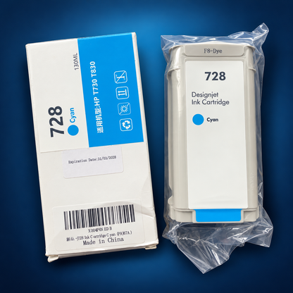 HP 728 Cyan Ink Cartridge 130mL Remanufactured - USA Quality