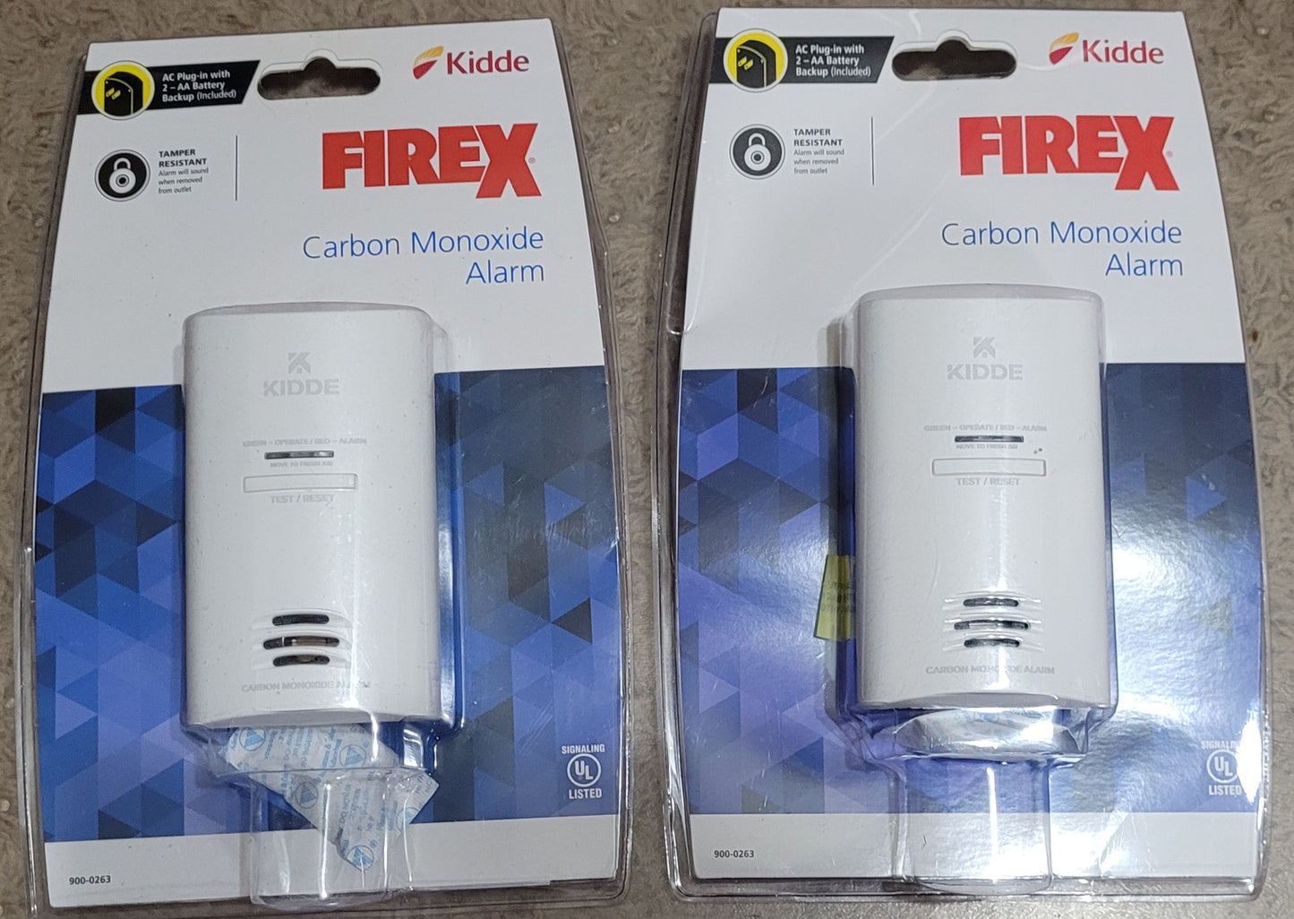Kidde FIREX Carbon Monoxide Alarm Plug-In Detector 2 Pack KN-COB-DP2 - NEW!
