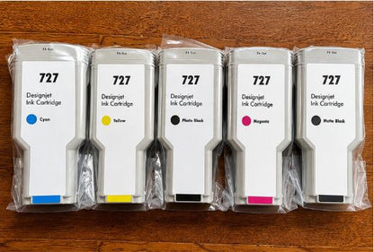 6-Pack High Yield Ink Cartridges for HP 727 XL DesignJet Printers - NEW!