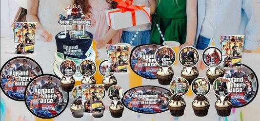 Grand Thieft Auto Birthday Decoration Kit, 22 pieces