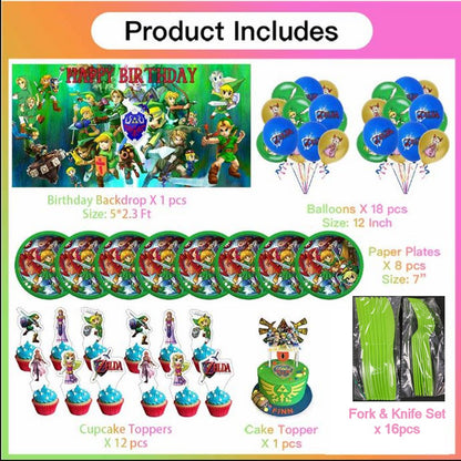 Zelda Happy Birthday Decoration Kit, 56 pieces
