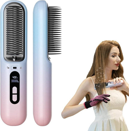 BEAUTYOVO SilkyGo Travel & TSA-Friendly Cordless Hair Straightener Brush - New!
