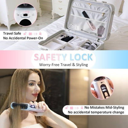 BEAUTYOVO SilkyGo Travel & TSA-Friendly Cordless Hair Straightener Brush - New!