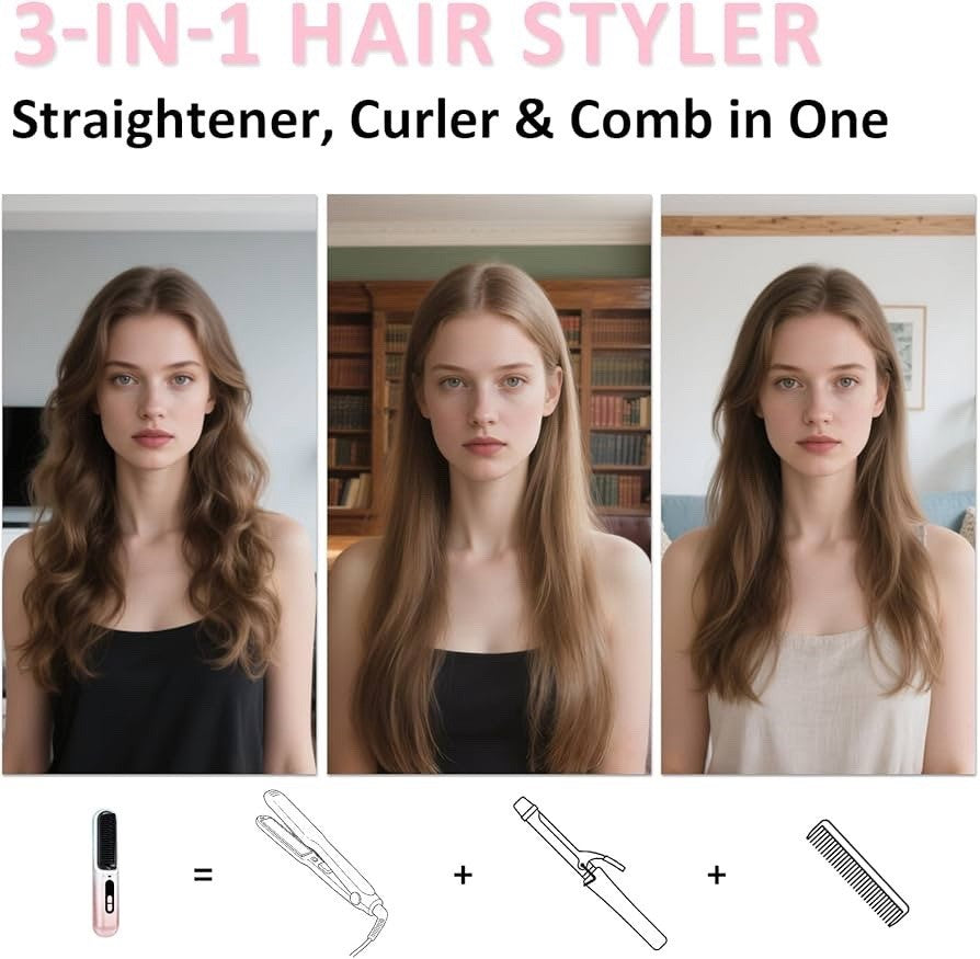 BEAUTYOVO SilkyGo Travel & TSA-Friendly Cordless Hair Straightener Brush - New!
