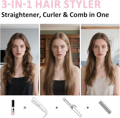 BEAUTYOVO SilkyGo Travel & TSA-Friendly Cordless Hair Straightener Brush - New!