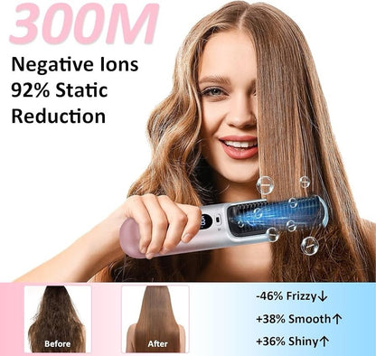 BEAUTYOVO SilkyGo Travel & TSA-Friendly Cordless Hair Straightener Brush - New!