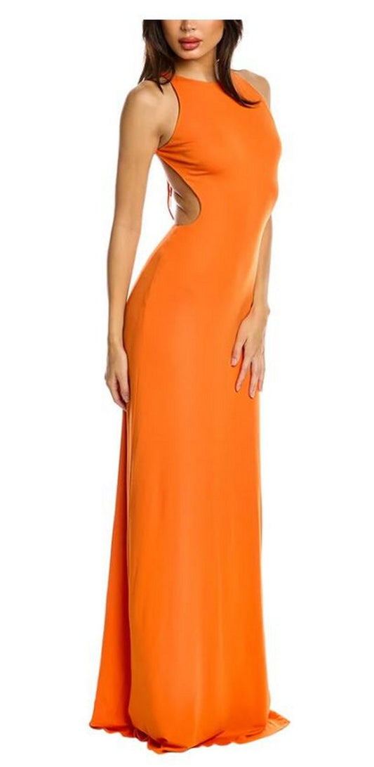 Halston Briar Jersey Open Back Gown, Orangeade