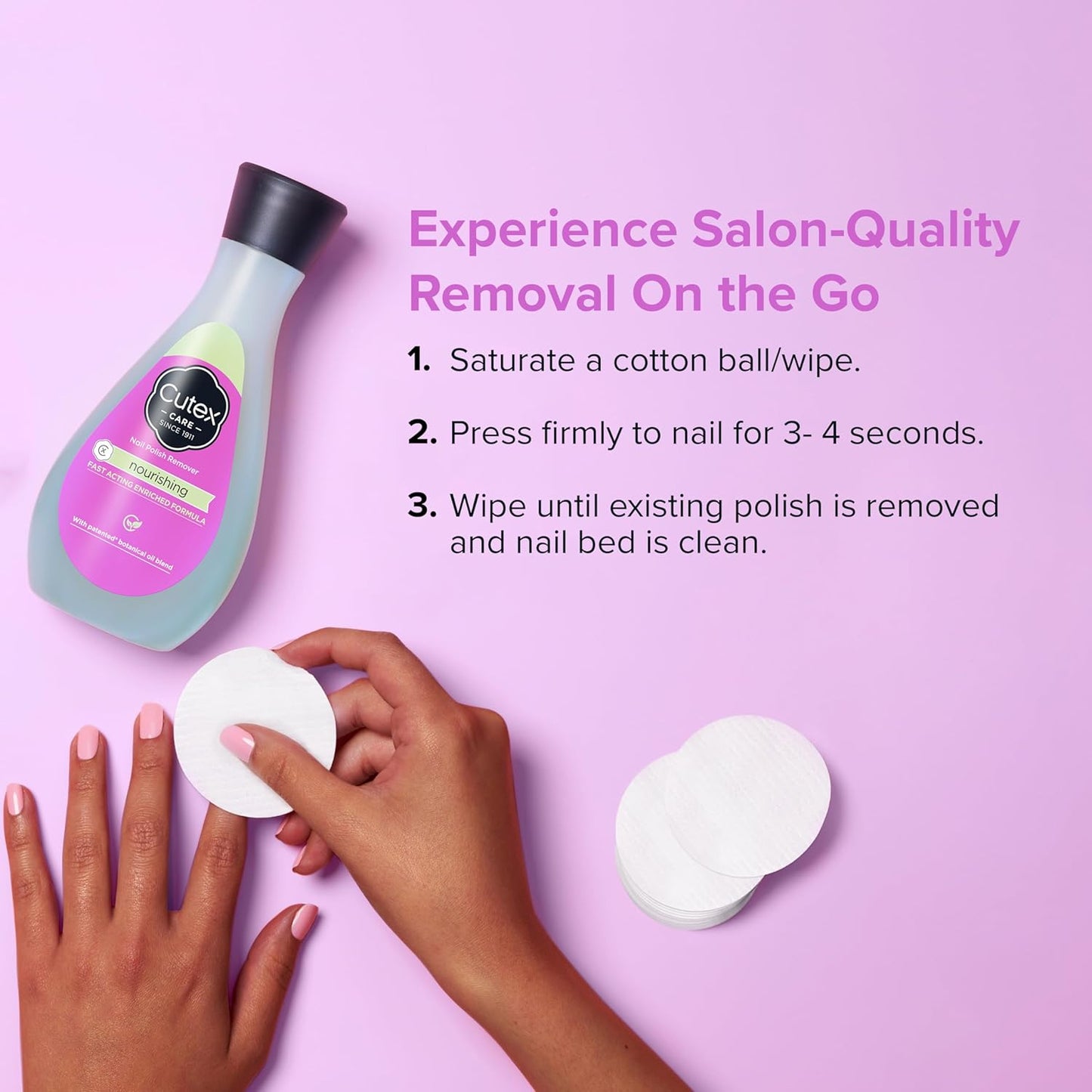 Cutex Nourishing Nail Polish Remover, Fast Acting Enriched Formula, 10.1 oz