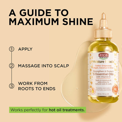 African Pride Moisture Miracle, 5 Essential Hair Oils with Vitamin E, 4oz - New!