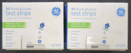 Genuine GE100 Glucose Test Strips, Gold Electrode, (2 Pack, 100 ct.), Exp. 5/26