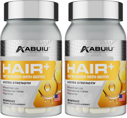 Abuiu Hair + Biotin Hair Growth, Men/Women supplement w/ Vitamins (2 Pack, 120 Caps)
