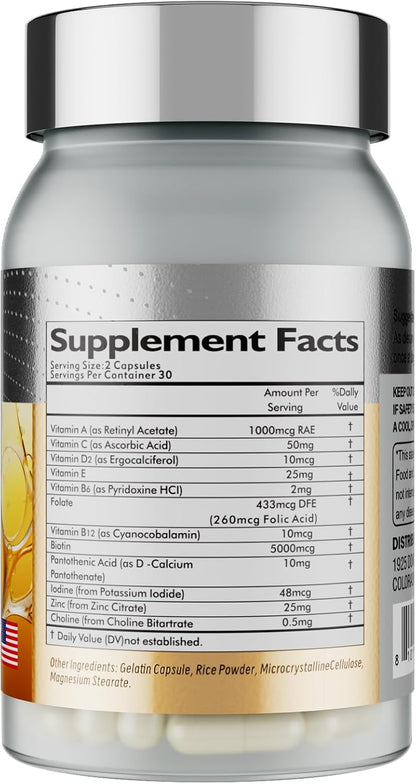 Abuiu Hair + Biotin Hair Growth, Men/Women supplement w/ Vitamins (2 Pack, 120 Caps)