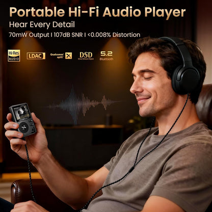 HiFi Walker H2 Hi Res Portable Music Player, Bluetooth 5.2, no SD card, New (OB)