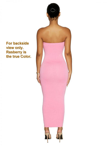 Naked Wardrobe Midi Strapless Tube Dress ( Rasberry, NW-S0044), New w/Tag