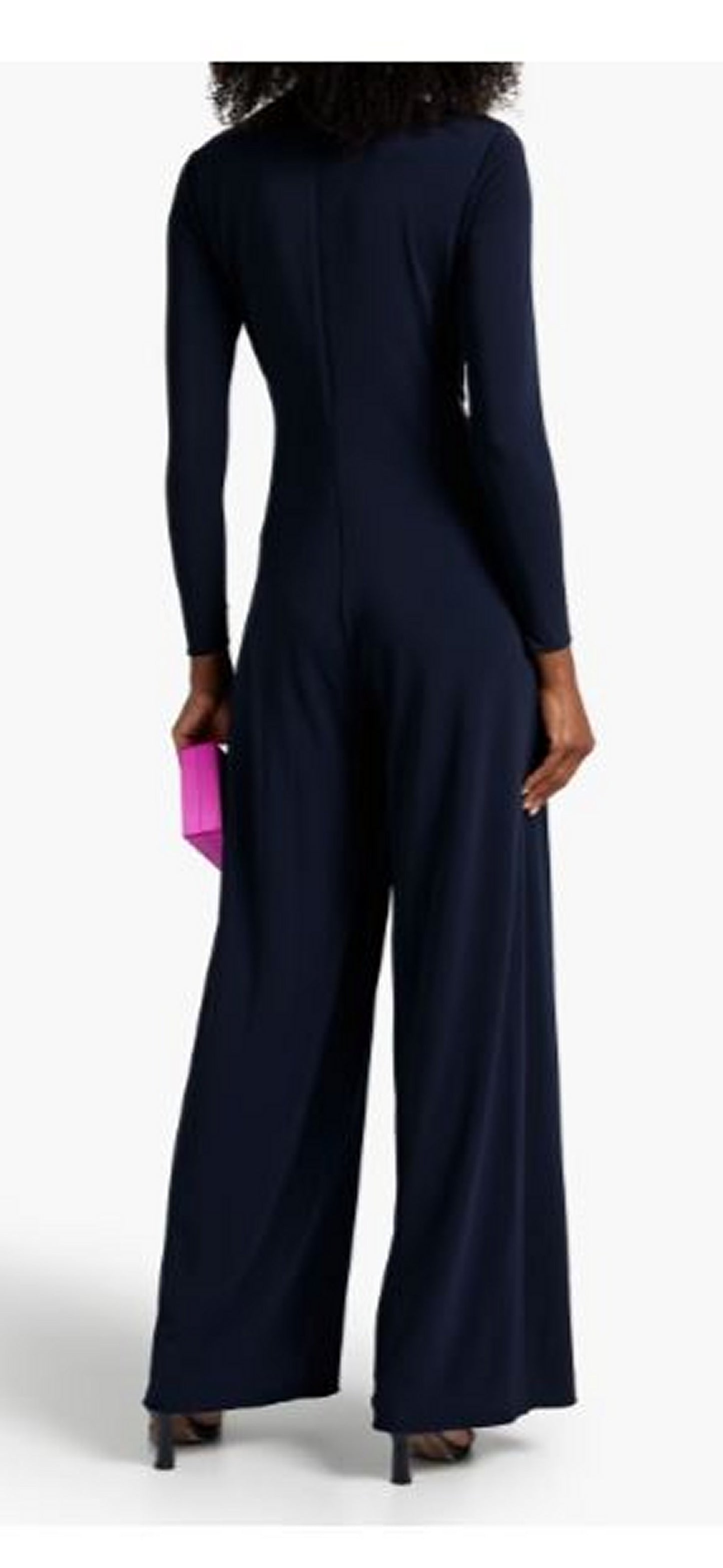 HALSTON EVENING Kathryn Twist Cutout Jumpsuit, Navy