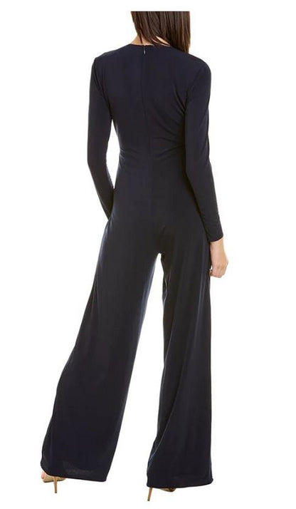 HALSTON EVENING Kathryn Twist Cutout Jumpsuit, Navy