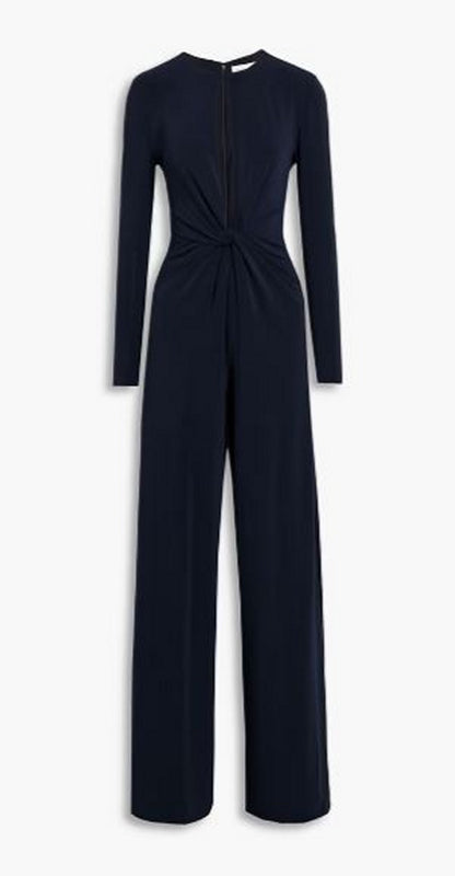 HALSTON EVENING Kathryn Twist Cutout Jumpsuit, Navy