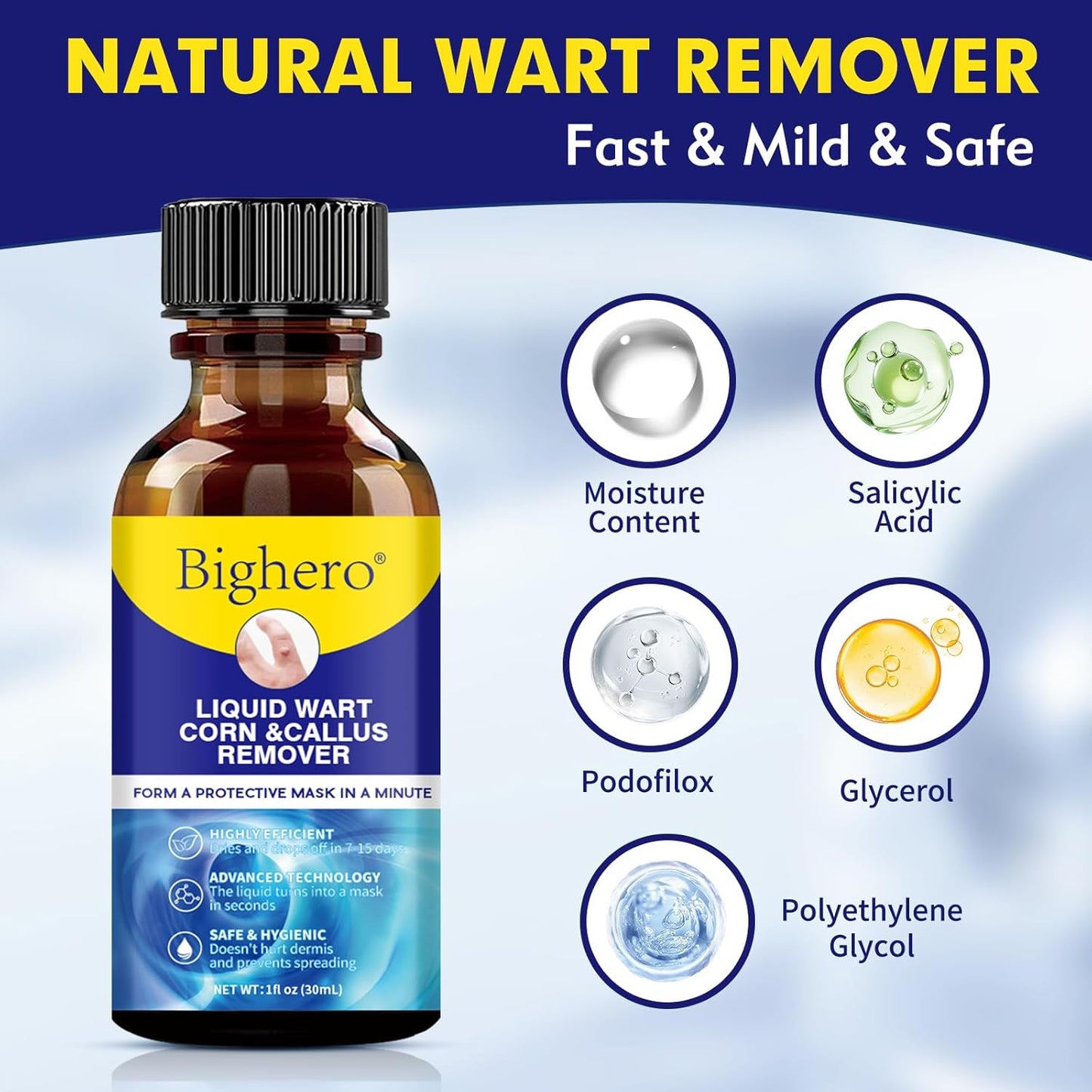 Bighero Liquid Wart, Corn, & Callus Remover (2 Pack, 2 oz total) Exp. 11/26