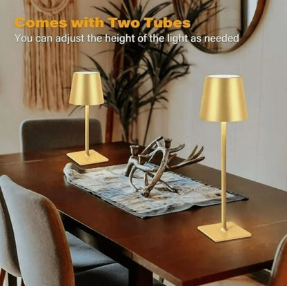 Mikasa Home Accents Set of 2 Touch Control Rechargeable LED Lamps - Gold, New!