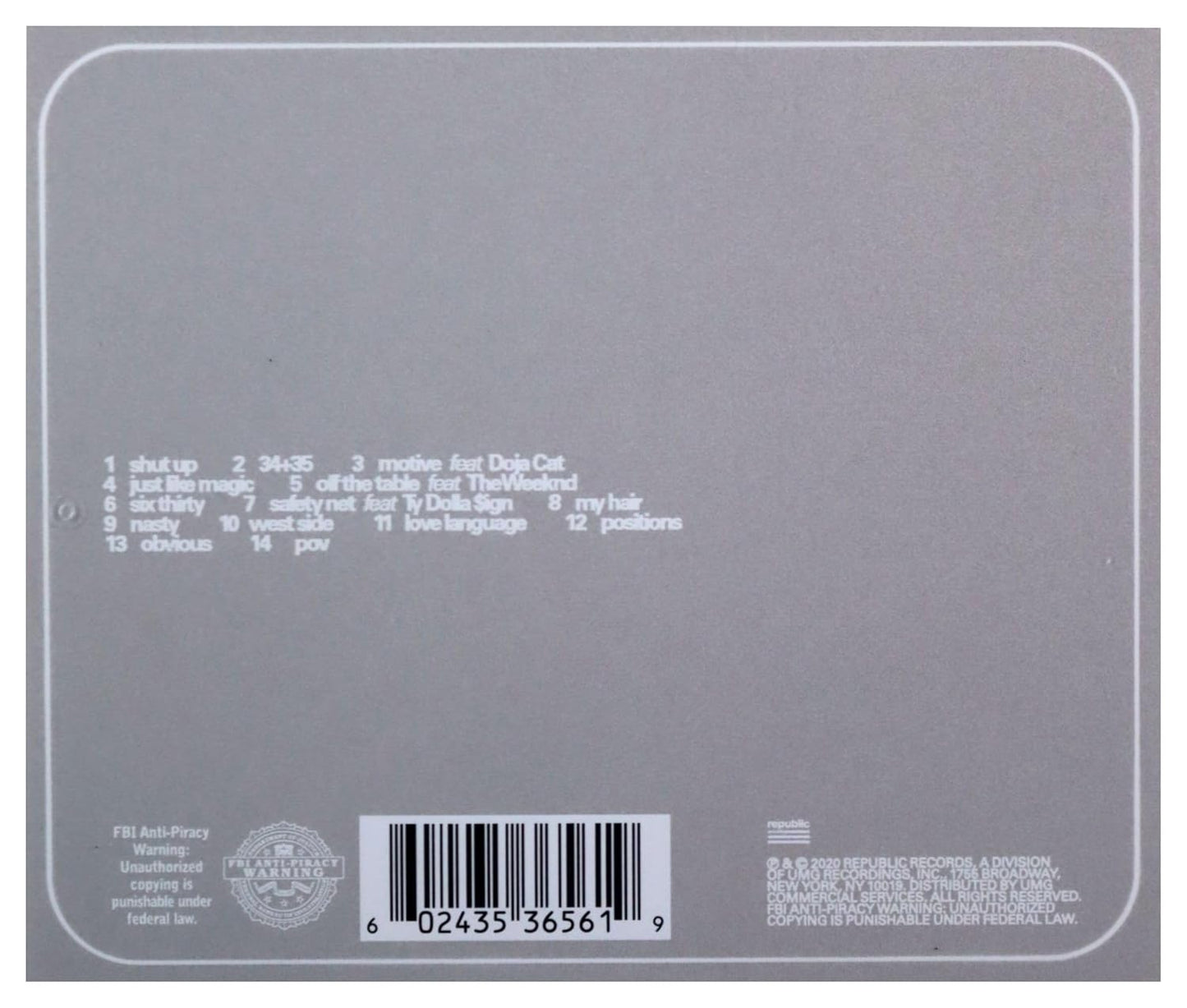Ariana Grande Music CD - POSITIONS, Original & Alternate Cover - New (sealed)