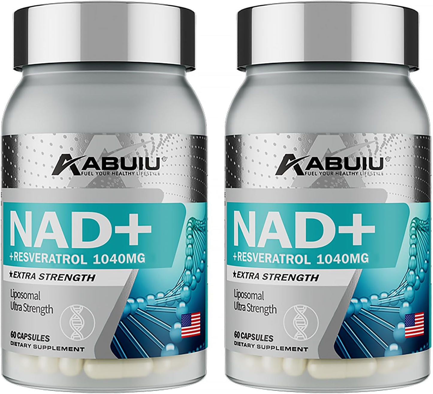 Abuiu NAD+ Resveratrol Supplement for Women/Men (2 Pack x 60 Capsules = 120 Caps total - Sealed)