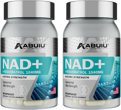 Abuiu NAD+ Resveratrol Supplement for Women/Men (2 Pack x 60 Capsules = 120 Caps total - Sealed)