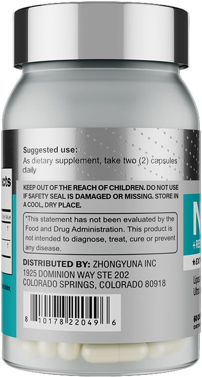 Abuiu NAD+ Resveratrol Supplement for Women/Men (2 Pack x 60 Capsules = 120 Caps total - Sealed)