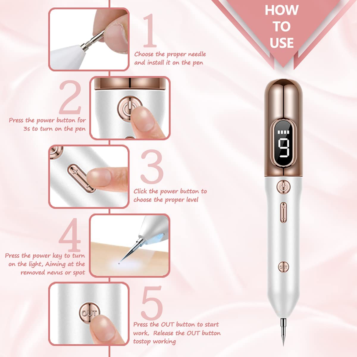 Anti Aging Laser Plasma Pen, 9 Speed - Mole, Spot, Wart, Tag, Tatoo Removal - New!