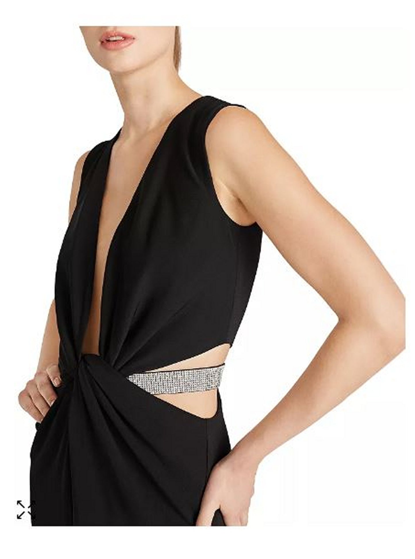 HALSTON Selena Jersey Crystal Cocktail Dress, Black