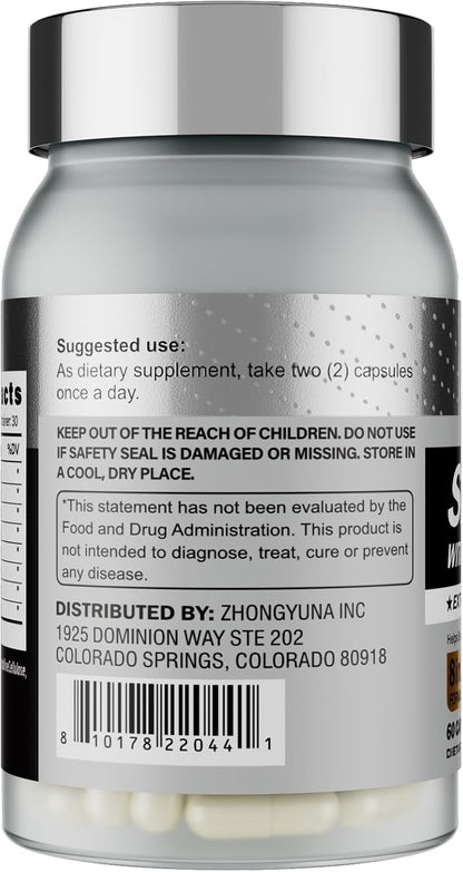 Abuiu Shilajit, Men/Women, Pure HimalayanShilajit  w/ Ashwagandha (2 Pack, 120 Caps) New Sealed