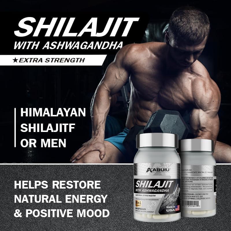 Abuiu Shilajit, Men/Women, Pure HimalayanShilajit  w/ Ashwagandha (2 Pack, 120 Caps) New Sealed