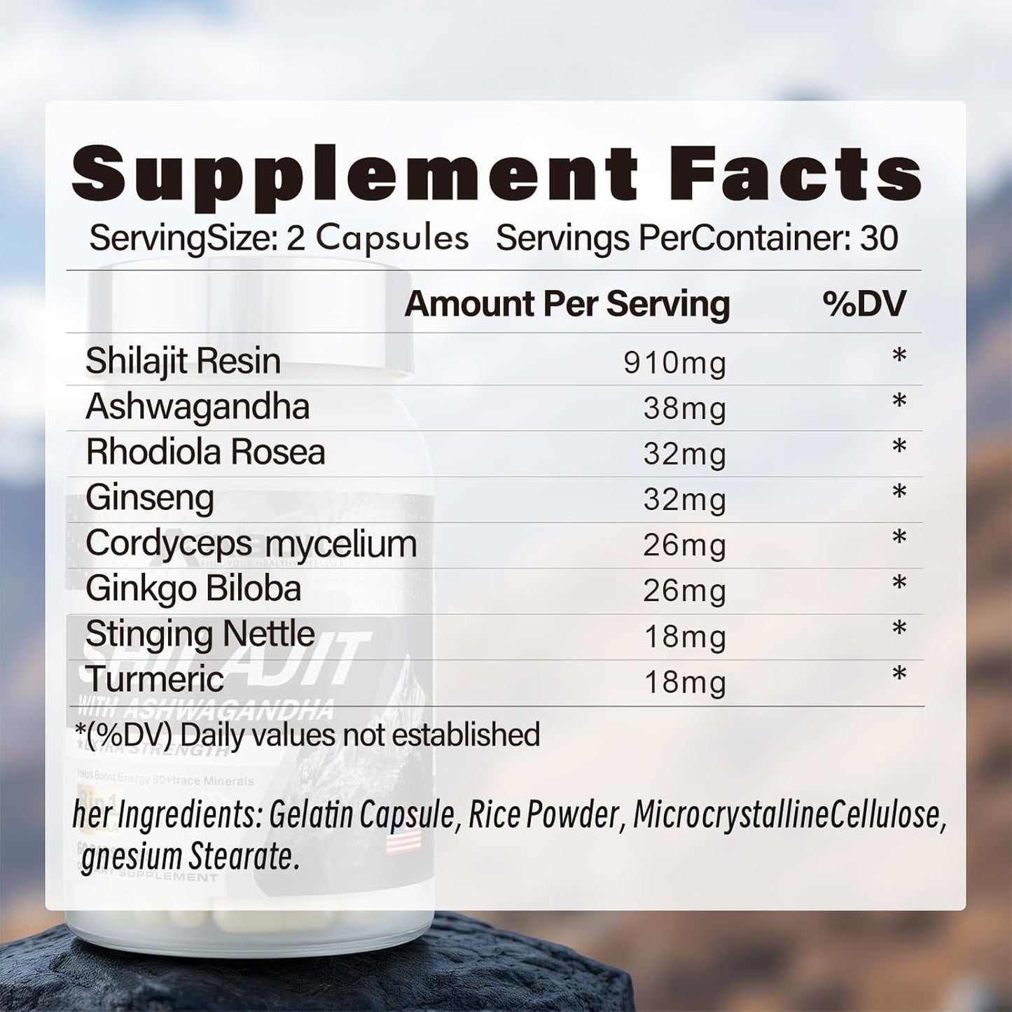 Abuiu Shilajit, Men/Women, Pure HimalayanShilajit  w/ Ashwagandha (2 Pack, 120 Caps) New Sealed