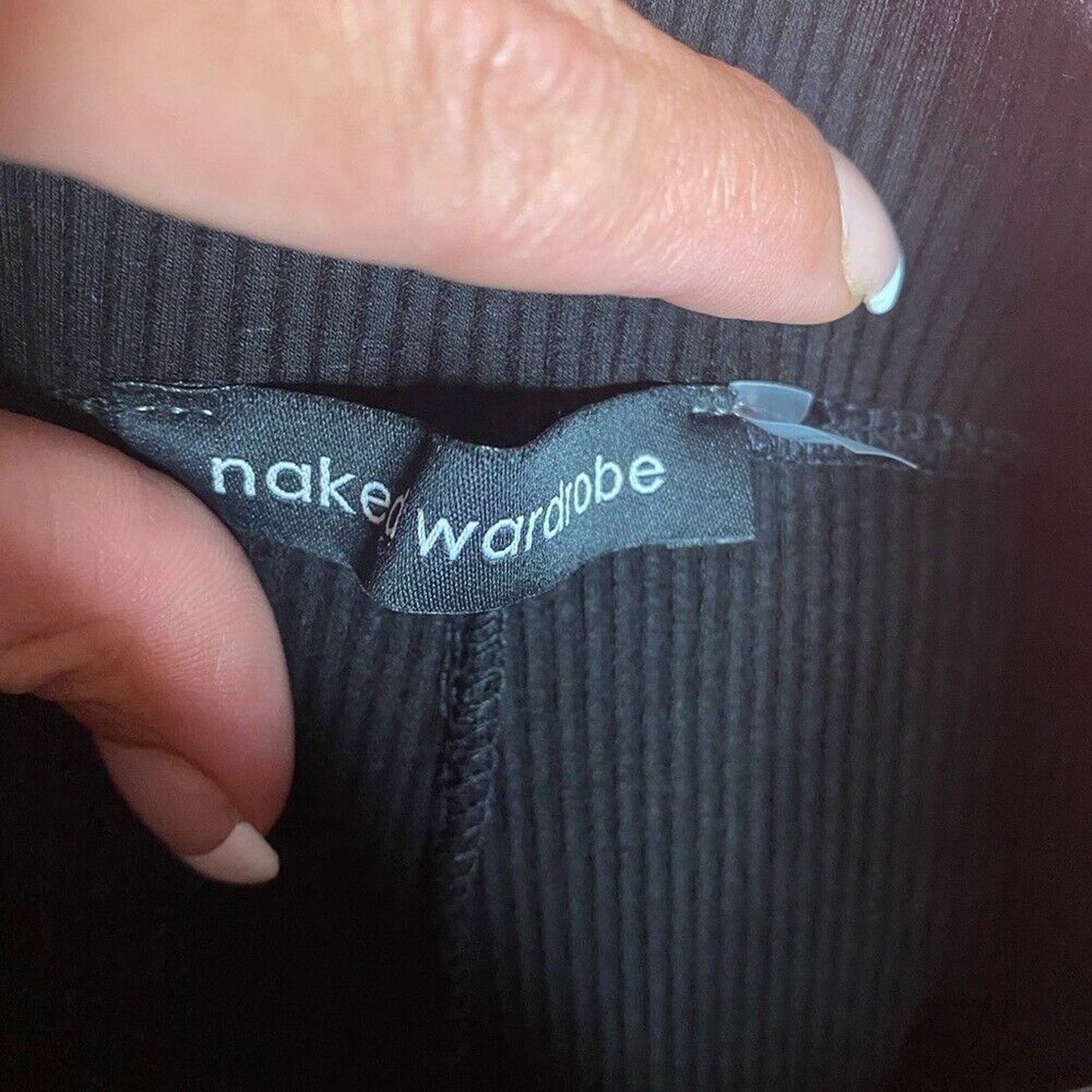 Naked Wardrobe Snatched to the Side Ribbed Leggings (Black, P0354), New w/Tag