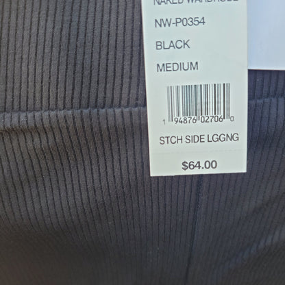 Naked Wardrobe Snatched to the Side Ribbed Leggings (Black, P0354), New w/Tag