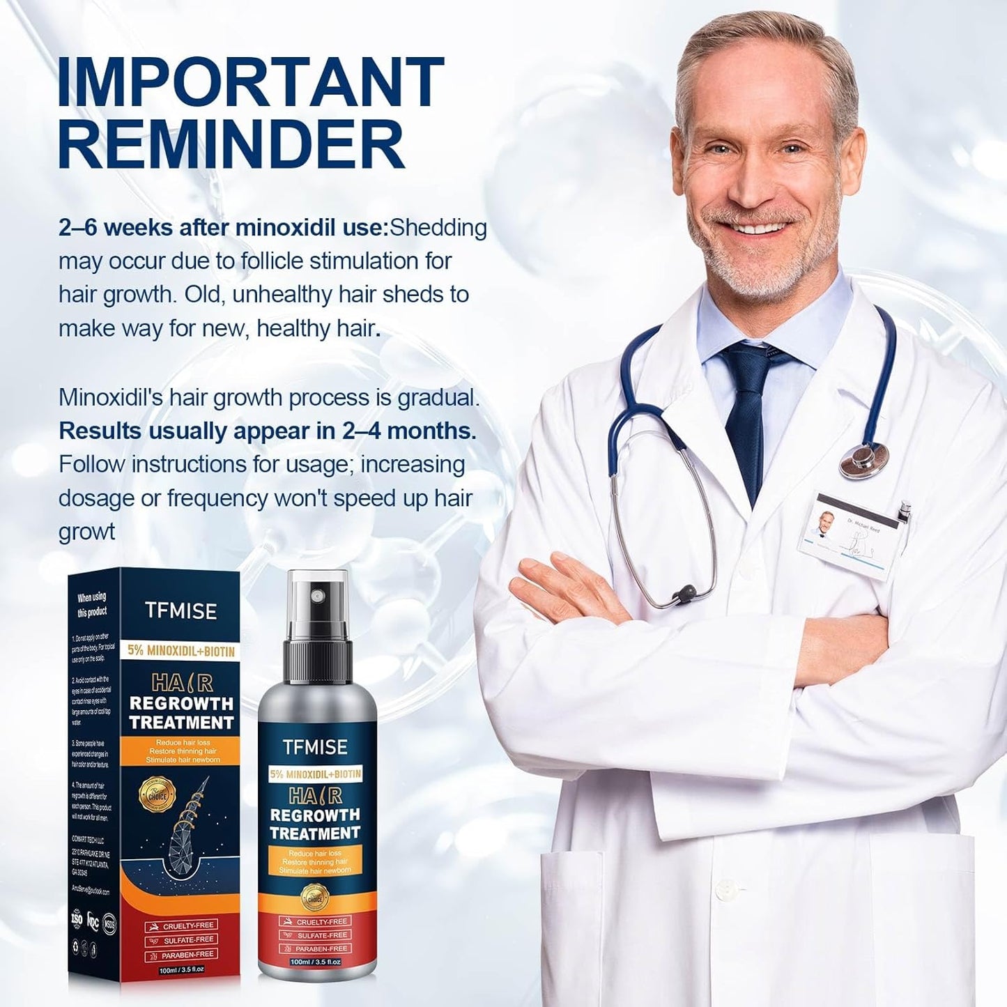 TFMISE 5% Minoxidil + Biotin Hair Regrowth Treatment, 3.5 oz, Exp. 9/27