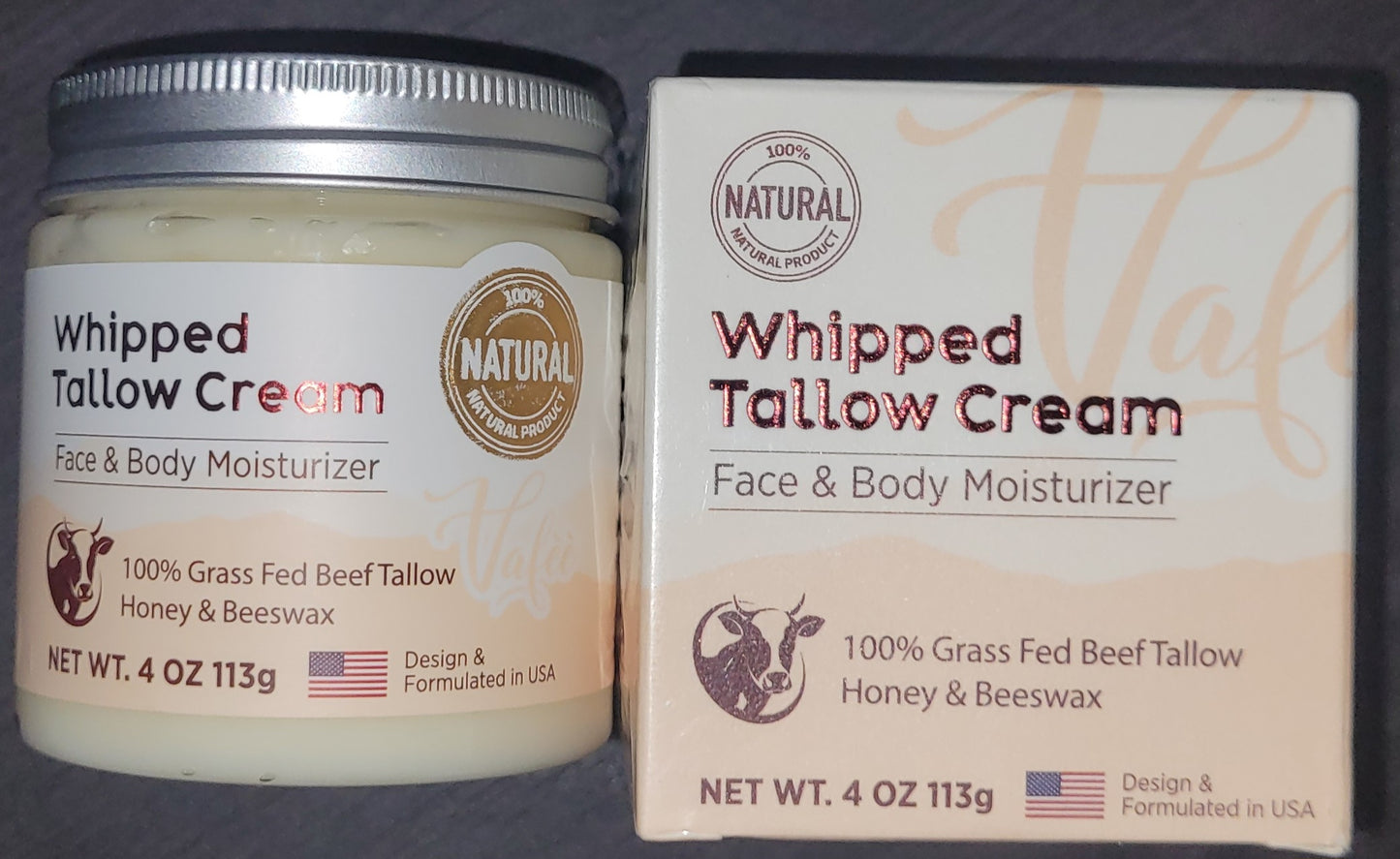 Natural Whipped Tallow Cream, Face & Body Moisturizer, 4 oz, Exp. 6/27