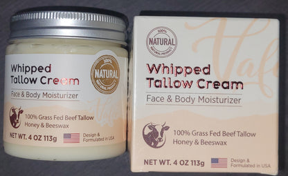 Natural Whipped Tallow Cream, Face & Body Moisturizer, 4 oz, Exp. 6/27